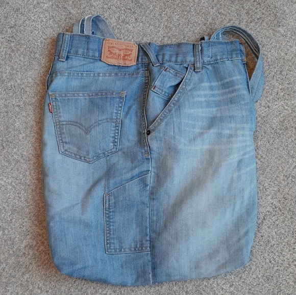 Levi's Jeans Bag Boho Shoulder Tote Custom Handmade Cotton Lined - Picture 3 of 15